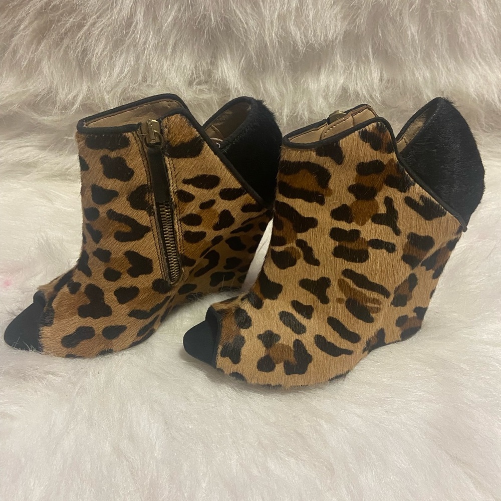 Zara leopard fur wedges